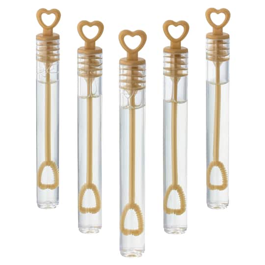 6 Packs: 100 ct. (600 total) Gold & Clear Heart Bubble Wands by Celebrate It™